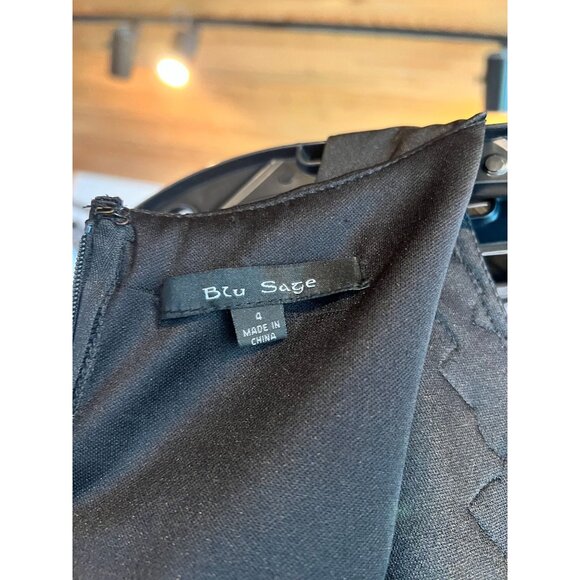 Black Satin Bejeweled Mid-Length Dress - Picture 6 of 6